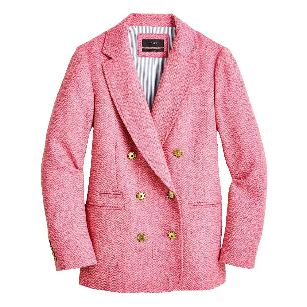 NWT J.Crew Bristol Blazer in Rose Pink English Wool Herringbone Jacket 6 $298 - Picture 1 of 9